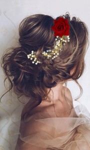 VAGHBHATT Red Rose Hair Gajra (Veni) Fashion Jewellery Stone Women's Hair Pins Artificial Flowers Accessories (Pearl) (ACC02) Bun
