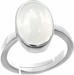 Anuj Gems Anuj Gems 8.25 ratti Natural Certified White Opal Astrological Gemstone Silver Ring for Women and Men Silver Adjustable. Metal Opal Silver Plated Ring
