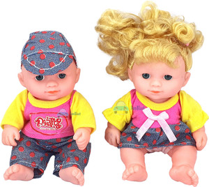 FunBlast Baby Boy and Girl Doll Set for Kids Baby Toys Realistic Silicone Baby Dolls for Kids Girls Height 18 cm Multicolor Pack of 2 Baby Boy and Girl Doll