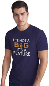 DUDEME Printed Men Round Neck Blue T-Shirt