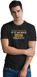 DUDEME Printed Men Round Neck Black T-Shirt