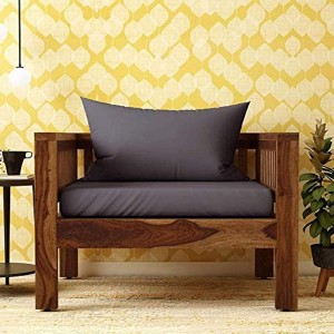 Taskwood Furniture Solid Wood Sheesham Wood 1 Seater Sofa For Living, Waiting Room/ Office Fabric 1 Seater  Sofa
