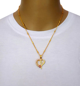 Vraj india P letter locket pendants alphabet name gold plated