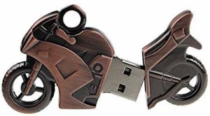 microware 32GB USB 3.0 Flash Drive Metal Motorcycle Shape Pen Drive Thumb Drive Memory Stick Pendrive Jump Drive Flash Disk (Copper) 32 GB Pen Drive(Brown)