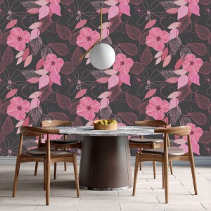 Pink and Gray Teen Girl Bedroom with Pink Flamingos Wallpaper   Contemporary  Girls Room