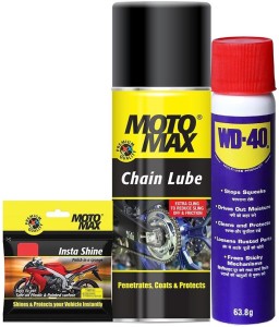 Pidilite Motomax Bike care kit - , Instashine polish in sponge- chainpack 4U, Multipurpose lubricant spray 64g, chain lube spray 100ml Combo