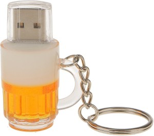 microware Cartoon Beer Cup Shape Gift Keychain USB Flash Disk PenDrive Memory Stick 16GB 16 GB Pen Drive(White, Yellow)