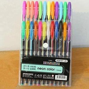 Flipkartcom  AMB 24 Pcs Gel Pens Set Color Gel Pens Glitter Metallic  Neon  Pens Set Fine nib Nib Sketch Pen 