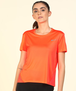 NIKE Printed Women Round Neck Orange T Shirt Buy NIKE Printed