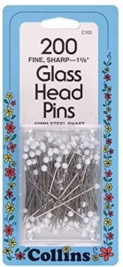 Glass Head Pins, 1 3/8