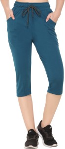 CUPID Regular Fit Plain Cotton Half Pant, Stylish 3/4th Sports n Casual  Night Short Pant, Gym, Yoga Wear for Ladies, Knee Length Indoor n Outdoor  Capris for Girls Women Blue Capri 