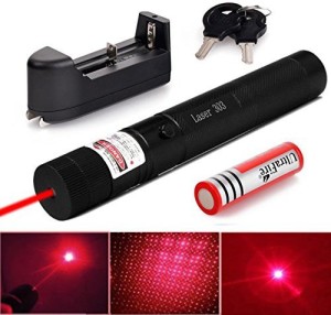 Iktu 5mW 532nm 303 Red Light Laser Pointer Pen Adjustable Focus Visible Beam + 2 Keys
