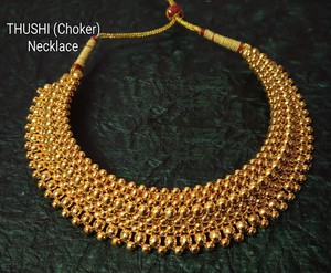 Lila Traditional Wedding Jewellery Maharashtrian Kolhapuri Thushi Choker Necklace Set Pearl Gold plated Plated Brass Copper Dori Alloy Necklace Price in India Buy Lila Traditional Wedding Jewellery Ma...