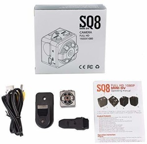SIOVS Mini Camera SQ8 Mini Spy Camera 1080P | Smallest Wireless Hidden Cameras for Home/Office/Car/Nanny | Full HD Video & Audio Recorder |Spy Cam Portable | Action Camera|Motion Detection Sports and Action Camera(Black, 12 MP)