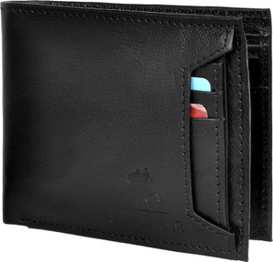 Verapelle Men Casual Black Genuine Leather Wallet Black Price in