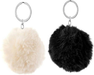 aktraders cute fur fluffy pompom key chain for in combo for girls
