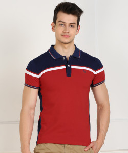 DUKE Colorblock Men Polo Neck Red T Shirt Buy DUKE Colorblock