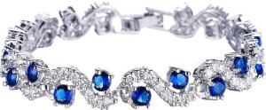 Jewels Galaxy Alloy Cubic Zirconia Platinum Charm Bracelet