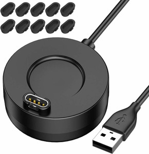 housemate Charger Compatible with Garmin Vivoactive 3 USB Charger Dock Cable Stand Station Date Syn with 10 Pack Dust Plugs Compatible Garmin Vivoactive 3 Charger with Black Dust Plug Charging Pad Pri...