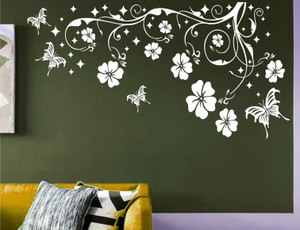Heaven Decors 59 cm Vine With Flower For Bedroom Wall Sticker