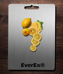 EverEx 304 Food Grade stainless steel chopping board cutting slicing mincing serving cut board for fruits vegetables meat cheese pizza breads knead dough for chefs kitchen home Antibacterial Stainless...