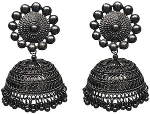 Flipkart Buy STOREFOURU Black Metal Oxidised Silver Jhumka