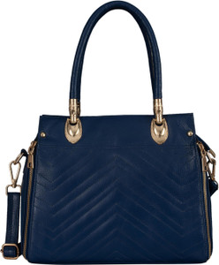 BRAND LEATHER Blue Hand held Bag Women Genuine Leather Satchel