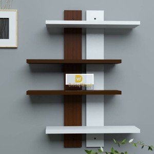 OnlineCraft ch790 4 shelf double patti ( brown , white) Wooden Wall Shelf