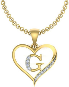 Yanaa Creation Alphabet Letter G in Heart Gold plated Cubic