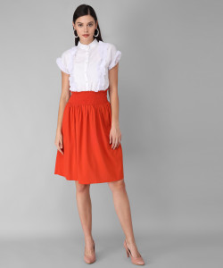 club factory fashion Women Two Piece Dress White Orange Dress
