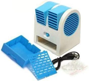 Wishbazaar 3.99 L Room/Personal Air Cooler(Blue, Plastic Mini Fan Air Cooler Mini USB Fragrance Desktop Dual Air Battery Operated air Conditioner Mini Water air Cooler Cooling Fan Blade Less Duel Blower with ice Chamber(Pack of 1))