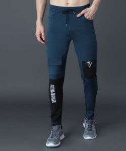 Buy Flying Walker Men Black Solid Lycra Blend Track Pants (L