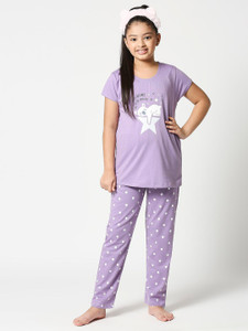 ZEYO Women Printed Purple Top Pyjama Set Price in India Buy
