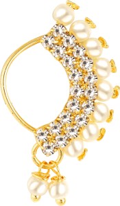 VIGHNAHARTA Pearl, Cubic Zirconia Gold-plated Plated Alloy Nose Ring