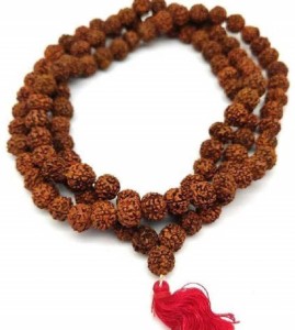 Dwarka Designs Original 5 Mukhi Rudraksha Certified Natural 8mm Beads Japa Mala 108 Beads Wood Chain Beads Wood Chain