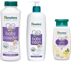 HIMALAYA Baby Powder 400 Gm Baby Lotion 400 ml Gentle Baby Wash