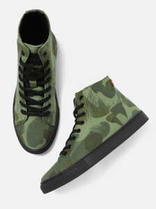 LEVI S Levis Men Olive Green Printed Mid Top Sneakers High Tops