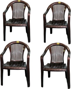 Anmol ANMOL DANDI BROWN SET OF 4 CHAIR FULLY COMFORT nd weight bearing capacity 150 kg outdoor chair Plastic Outdoor Chair