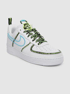 NIKE Men White AIR FORCE 1 07 PRM WW Embroidered Leather Sneakers