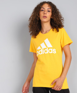 Yellow adidas t shirt women's discount