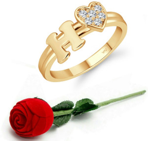 VIGHNAHARTA Valentine Initial H Letter with heart ring