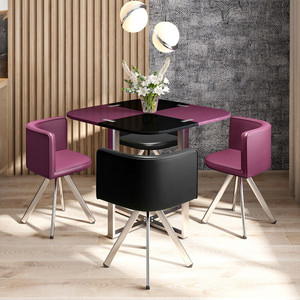 Durian NEON Purple/Black Metal 4 Seater Dining Set