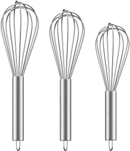 3 Pieces Stainless Steel Whisks 8+10+12, Wire Whisk Set Wisk