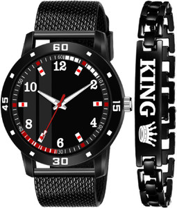 KAJARU NEW ARRIVAL BLACK KING BRACELET WITH BLACK DIAL AND MESH