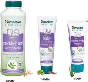 HIMALAYA COMBO OF PRICKLY HEAT BABY POWDER 200G BABY DIAPER RASH CREAM 50G AND BABY CREAM 100G Price in India Buy HIMALAYA COMBO OF PRICKLY HEAT BABY POWDER 200G BABY DIAPER