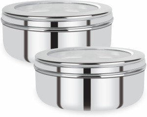 Renberg Stainless Steel Puri Canister Set of 2, 1200ml, Sliver (RBIN-6095)  - 1200 ml Steel Utility Container
