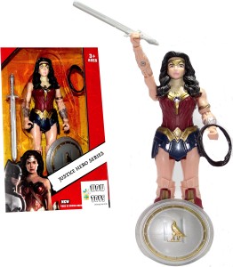 WOW toys Justice Hero Series|| Wonder woman Realistic Action Figure Toy||Realistic Accessories || LED Light|| 17 cm|| Pack of 1