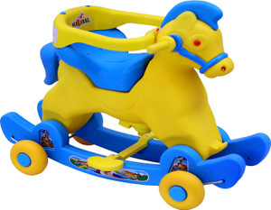 ARCHANA Fashionable 2 in 1 Horse Rocker n Ride on Blue Cart