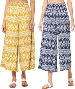 Avijaa Relaxed Women Yellow Blue Trousers Buy Avijaa Relaxed