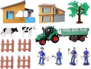 IndusBay Farm House Toy Farm Animals Playset with Cows Tractors
